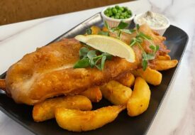 Fish and chips at the Airlie Arms Hotel, Kirriemuir