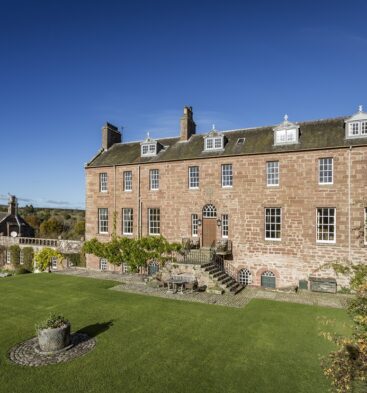 Exterior view of Airlie Castle exclusive use accommodation near Kirriemuir