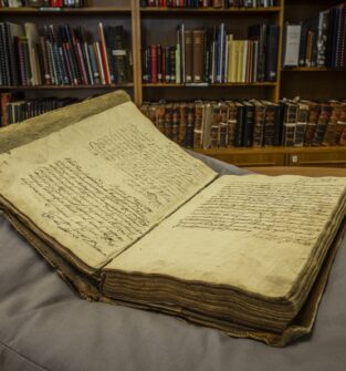 Book on display at Angus Archives, near Forfar