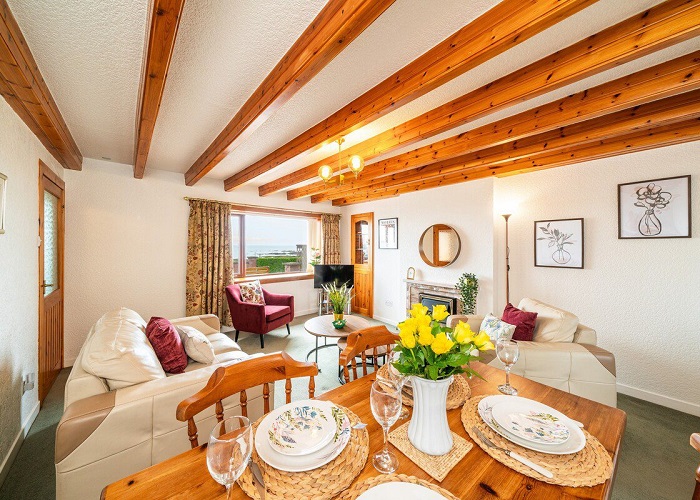 Living and dining area at Bellrock View in Carnoustie