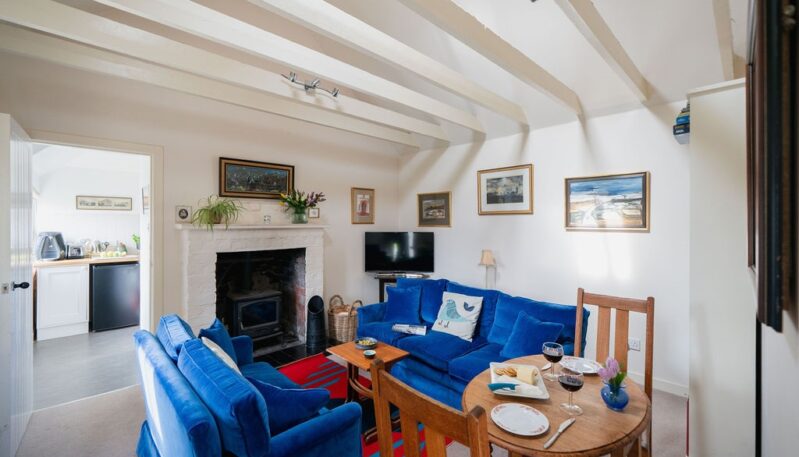 Living room area at Colmeallie Bothy in Glen Esk