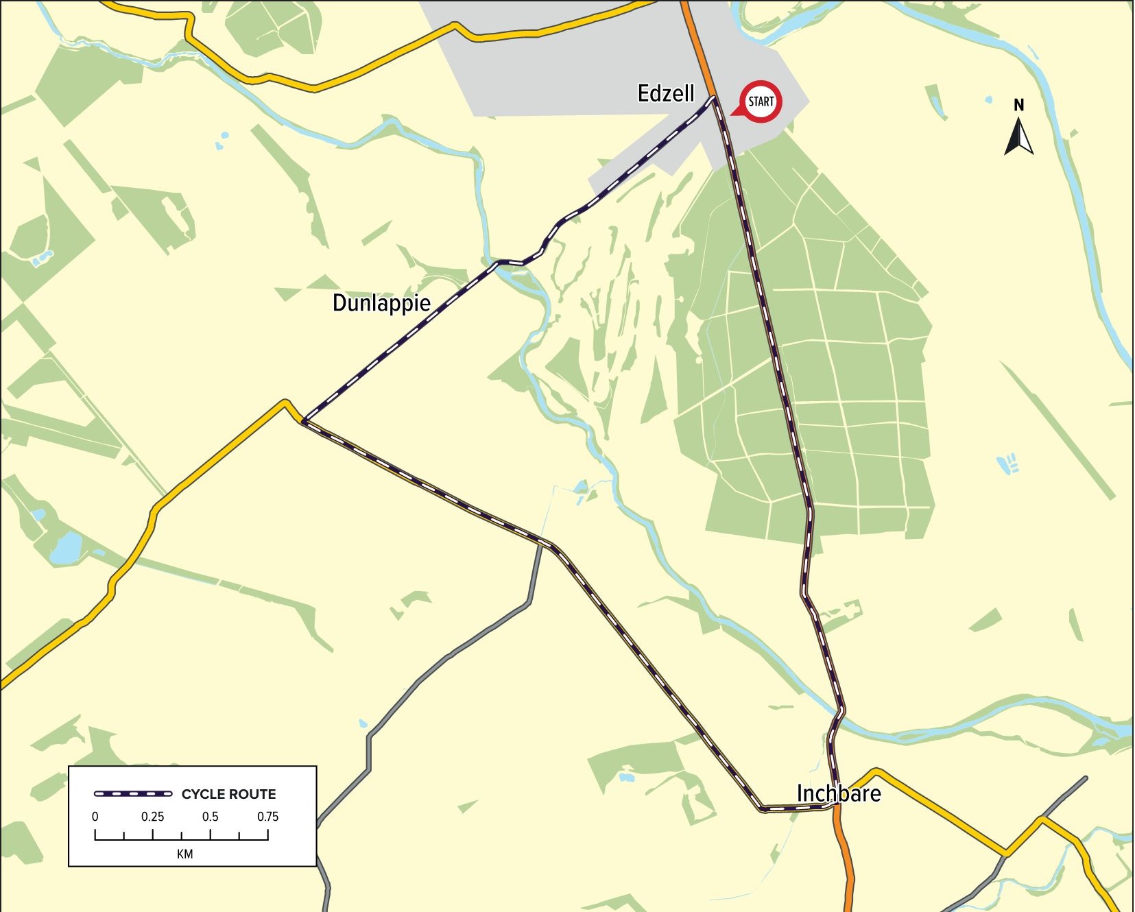 Edzell to Inchbare Circuit Route Map