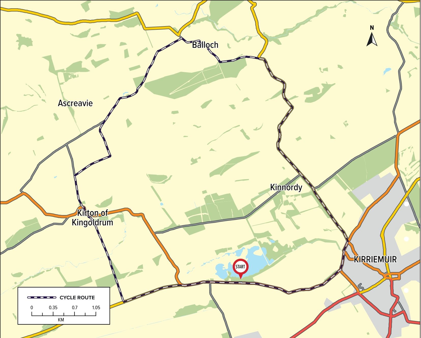 Kinnordy to Kingoldrum Circuit Route Map