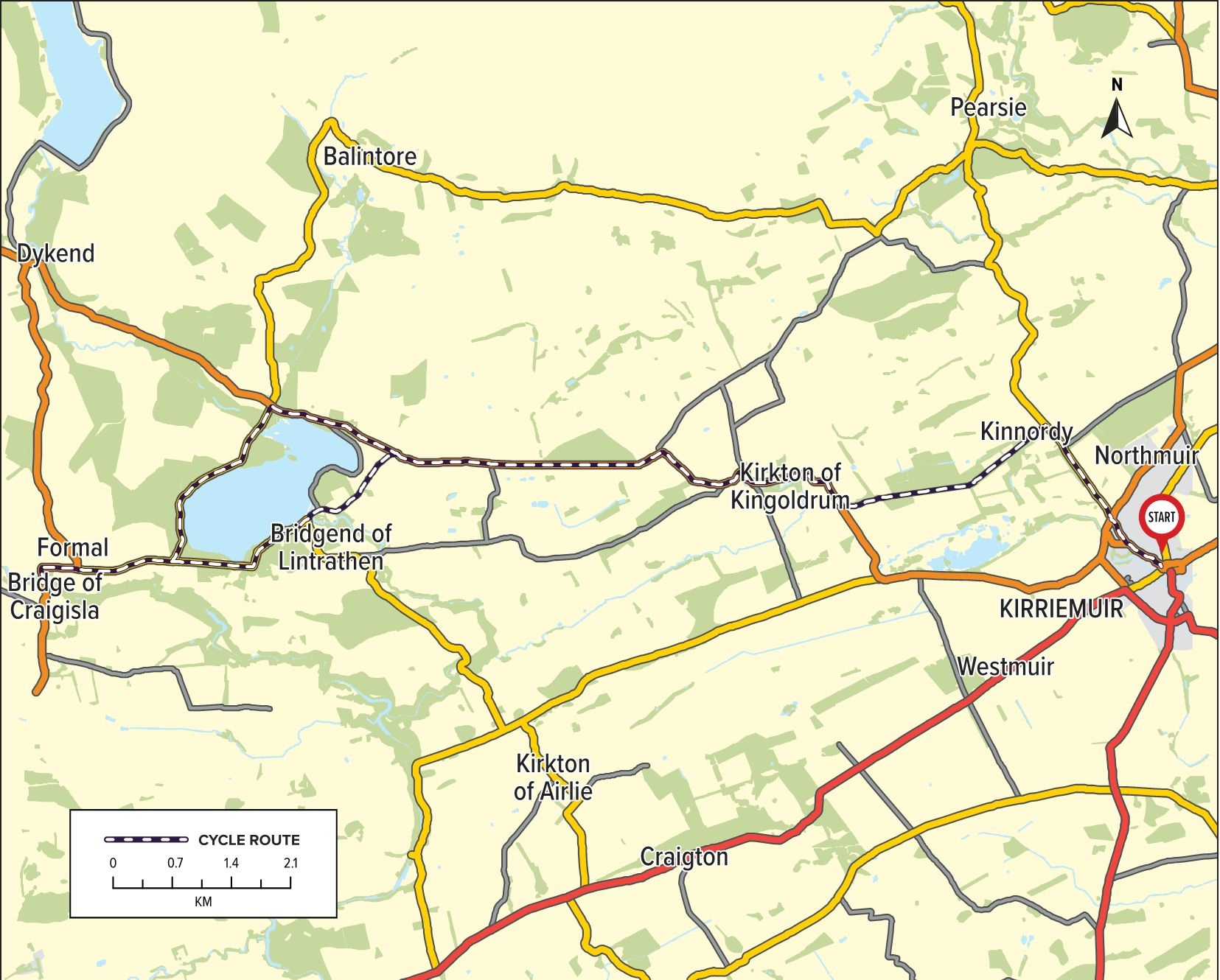 Peter Pan to Reekie Linn Route Map
