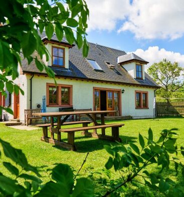 Exterior view of Wester Derry Farm Holidays near Kirriemuir